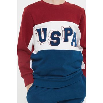 U.S. Polo Assn. Lisanslı Bordo Erkek Çocuk Ribanalı Eşofman Takım