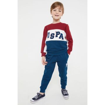U.S. Polo Assn. Lisanslı Bordo Erkek Çocuk Ribanalı Eşofman Takım