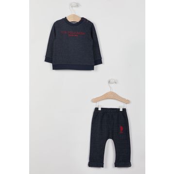 U.S. Polo Assn. Lisanslı Denim Mavisi Erkek Bebek Uzun Kol Eşofman Takım