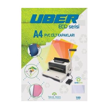 Uber A4 100 Adet Şeffaf PVC Cilt Kapakları