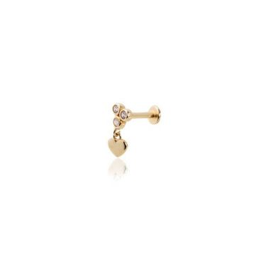 Üç Top Taş Ucunda Kalp Tragus Piercing