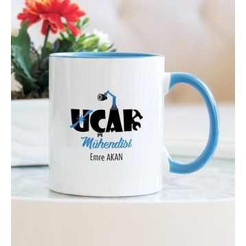 Uçak Mühendisi Mavi Kupa Bardak