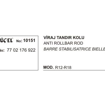 Üçel 10151 Renault R12 Viraj Tandır Kolu