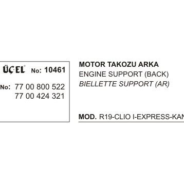 Üçel 10461 Renault Clio Arka Motor Takozu