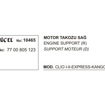 Üçel 10465 Renault Clio Sağ Motor Takozu