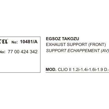 Üçel 10481A Renault Clio Egzoz Takozu