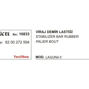 Üçel 10833 Renault Laguna Viraj Demir Lastiği