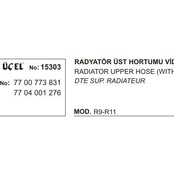 Üçel 15303 Renault R9 R11 Vidalı Üst Radyatör Hortumu