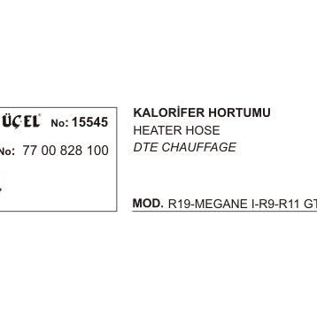 Üçel 15545 Renault R19 Kalorifer Hortumu