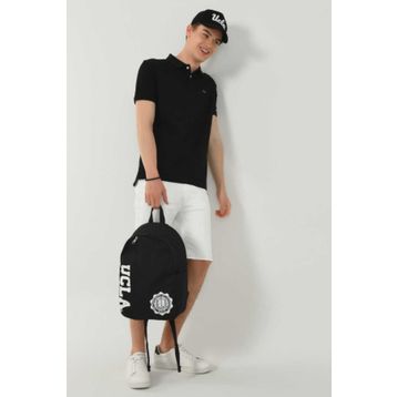 Ucla Siyah Lake Polo Yaka Nakışlı Erkek T-shirt