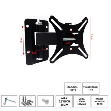 Ufix Hareketli Tek Kol 22 inç 55 cm LCD Askı Aparatı