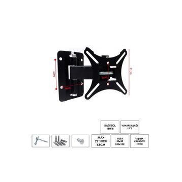 Ufix Hareketli Tek Kol 22 inç 55 cm LCD Askı Aparatı