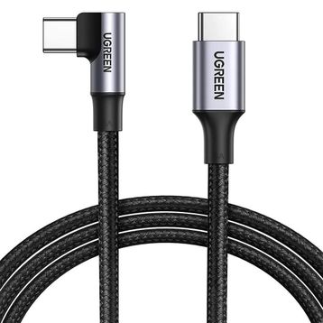 Ugreen 1 m Type-c To Type-c 100w 5a Örgülü 90 Derece Şarj Kablosu