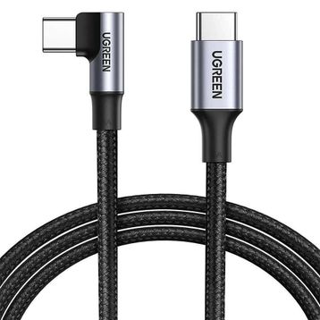 Ugreen 1 m Type-c To Type-c 100w 5a Örgülü 90 Derece Şarj Kablosu