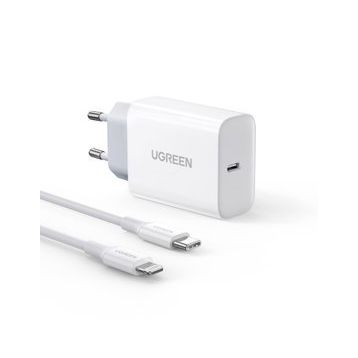Ugreen 20 W PD Şarj Cihazı ve 1 m PD to Lightning iPhone Data Şarj Kablosu