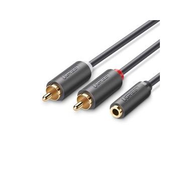 Ugreen 3.5 mm 1 m Jack Girişli Aux to 2 RCA Ses Aktarma Kablosu