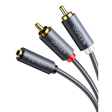 Ugreen 3.5 mm 1 m Jack Girişli Aux to 2 RCA Ses Aktarma Kablosu