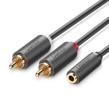 Ugreen 3.5 mm 1 m Jack Girişli Aux to 2 RCA Ses Aktarma Kablosu
