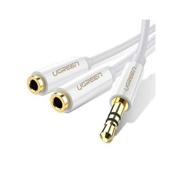 Ugreen 3.5 mm Beyaz Aux Stereo Kulaklık Çoklayıcı Kablo