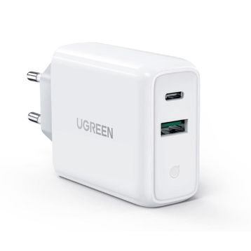 Ugreen 38W Çift Portlu USB-A ve Type-C PD QC Beyaz Hızlı Şarj Cihazı