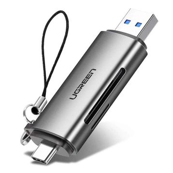 Ugreen 50706 Ugreen Type-C ve USB 3.0 SD TF Gri Kart Okuyucu