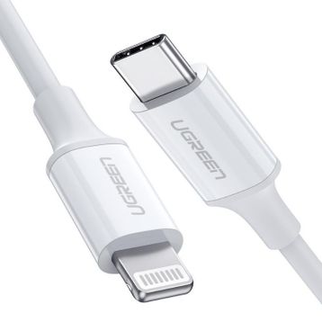 Ugreen Beyaz USB Type-C Lightning iPhone Şarj Kablosu