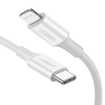 Ugreen Beyaz USB Type-C Lightning iPhone Şarj Kablosu