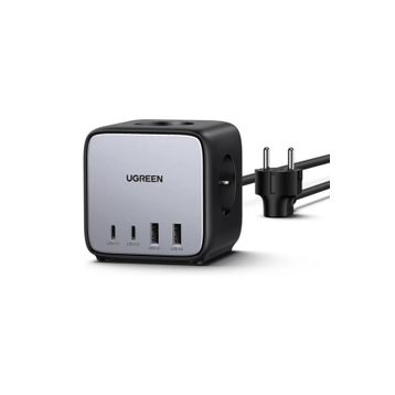 Ugreen DigiNest Cube 65W GaN 2 Hızlı Şarj Cihazı 2xUSB-2xType-C 3'lü Akım Korumalı Küp Grup Priz