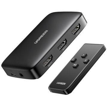 Ugreen HDMI Anahtarı 4K 3'ü 1 Arada HDMI Ayırıcı UHD Otomatik HDMI Değiştirici Uzaktan Kumanda TV Çubuğu