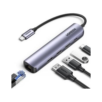 Ugreen LAN USB C Hub HDMI Ethernet USB C Dock Mit 4K HDMI RJ45 100 W PD 2 USB 3.0 uyumlu iPad Pro Air Surface Pro Surface Go MacBook Pro USB C Adaptörü