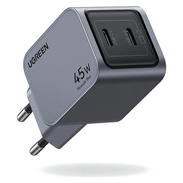 Ugreen Nexode Pro 45W Gan QC PD 2xUSB-C Uzay Grisi Type-C Hızlı Şarj Cihazı