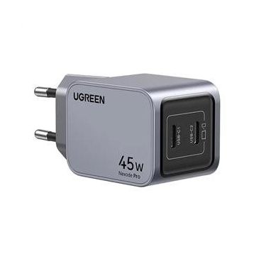 Ugreen Nexode Pro 45W Gan QC PD 2xUSB-C Uzay Grisi Type-C Hızlı Şarj Cihazı