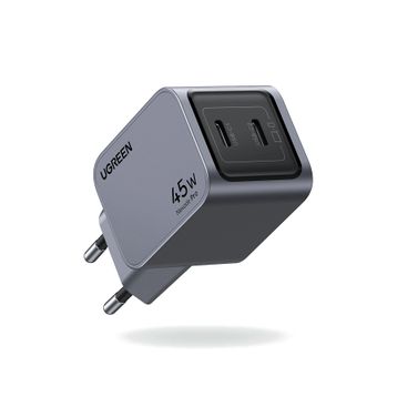 Ugreen Nexode Pro 45W Gan QC PD 2xUSB-C Uzay Grisi Type-C Hızlı Şarj Cihazı