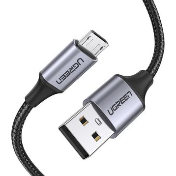 Ugreen Örgülü 1.5 Metre Siyah Micro-USB & USB-A Data ve Şarj Kablosu