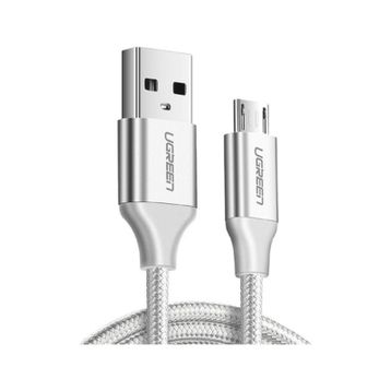 Ugreen Örgülü Micro USB 2 mt Beyaz Data ve Şarj Kablosu