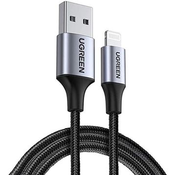 Ugreen Siyah 1.5 mt Lightning İphone Örgülü Data Ve Şarj Kablosu