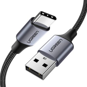 Ugreen Siyah 25 cm Örgülü USB Type-C Şarj ve Data Kablosu