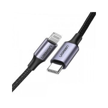 Ugreen Siyah Örgülü Type-C Lightning Hızlı Şarj Kablosu