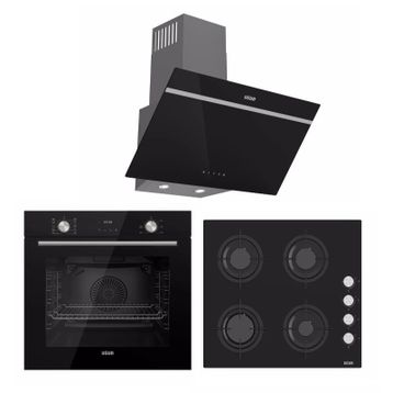 Uğur UAO 6040W0 SCY CSR1 - UAD 6011 SA3DHD - UAF 6011D SCPET Siyah 3'lü Ankastre Set