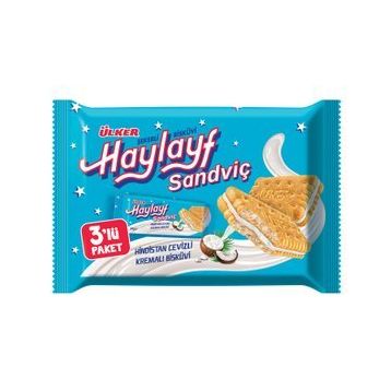 Ülker Haylayf Sandviç 3'lü Paket 252 gr Hindistan Cevizli Kremalı Bisküvi