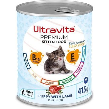 Ultravita Yüksek Proteinli Kuzu Etli Konserve Yaş Yavru 415 gr Kedi Mama