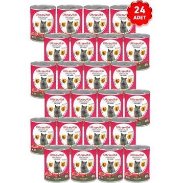Ultravita Yüksek Proteinli Sterilised Kısırlaştırılmış Kuzu Etli 24x415 gr Konserve Yaş Kedi Mama