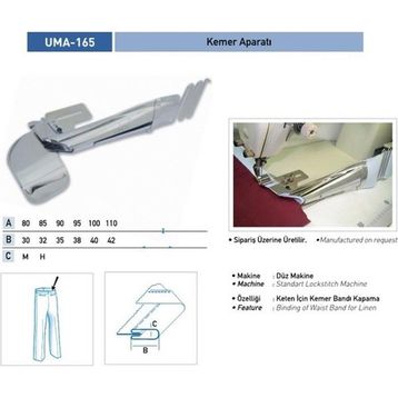 Uma B1354 85x32 mm / UMA-165 Lastikli Kemer Apara