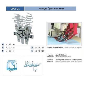 Uma İ014-10 30X10 mm / UMA-24 Arabiyeli Üçlü Şerit Aparatı