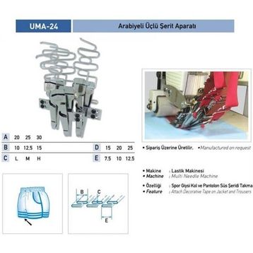 Uma İ014-10 30X10 mm / UMA-24 Arabiyeli Üçlü Şerit Aparatı
