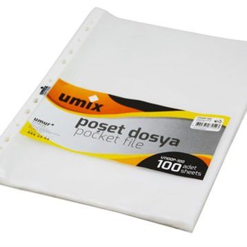Umix A4 100'lü Paket Şeffaf Poşet Dosya