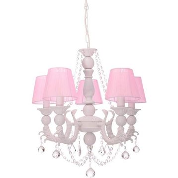 Umur Aydınlatma Eleganza 5'li Beyaz Pembe Abajurlu Avize