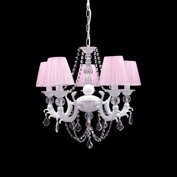 Umur Aydınlatma Eleganza 5'li Beyaz Pembe Abajurlu Avize