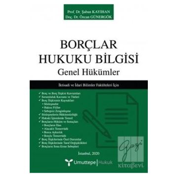 Umuttepe Yayınları - Borçlar Hukuku Bilgisi Genel Hükümler