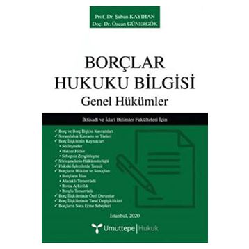 Umuttepe Yayınları - Borçlar Hukuku Bilgisi Genel Hükümler